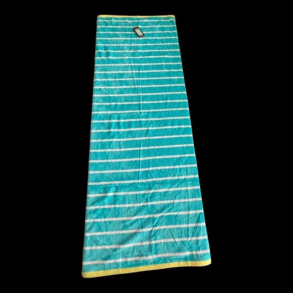 Nautica‎ Beach Towel Teal White Striped 100% Cotton Brand New NWT Nautical